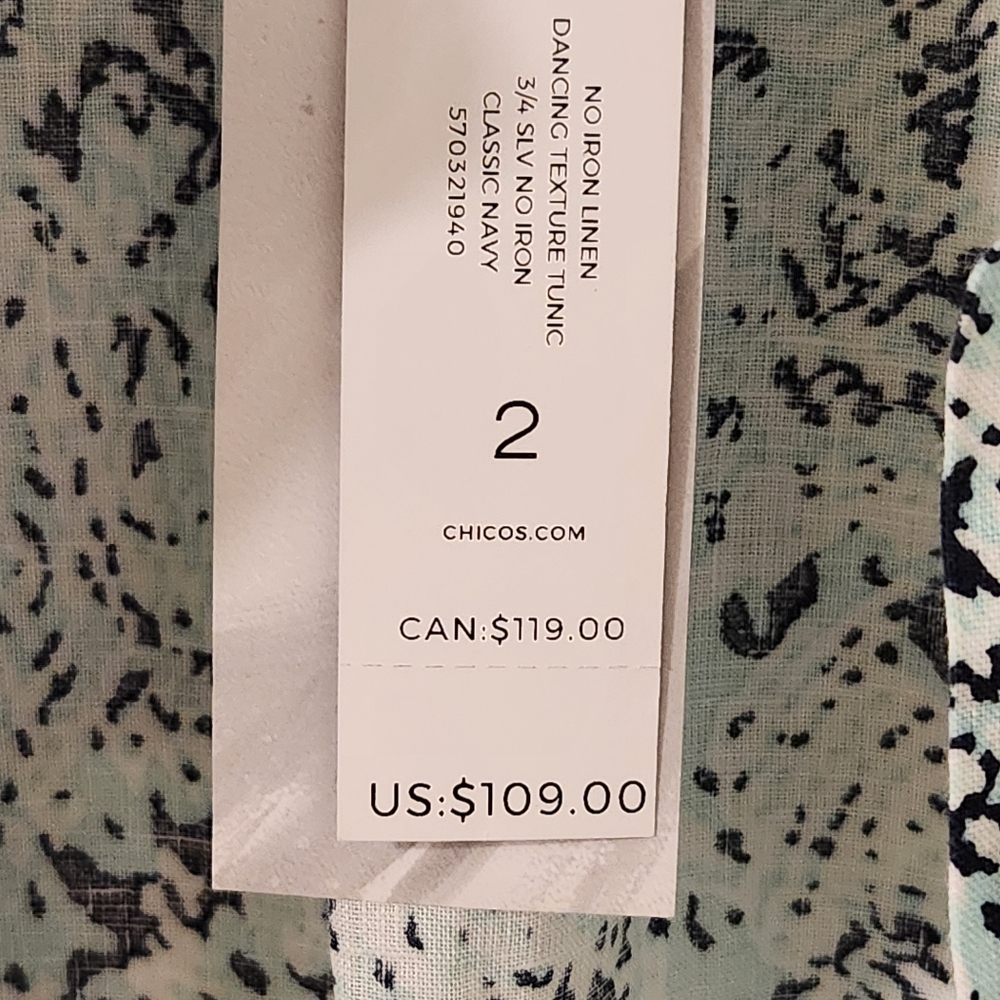 Chicos Linen Patterned Button-Up Blouse Size 2 NWT - image 8